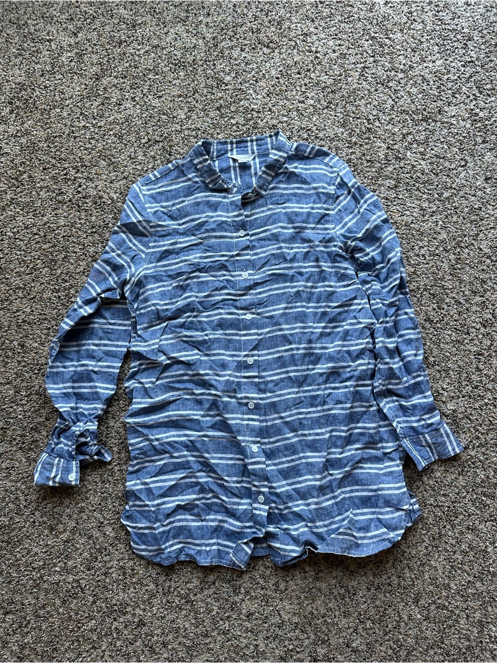 Women’s Garnet Hill 100% Linen Striped Shirt size M